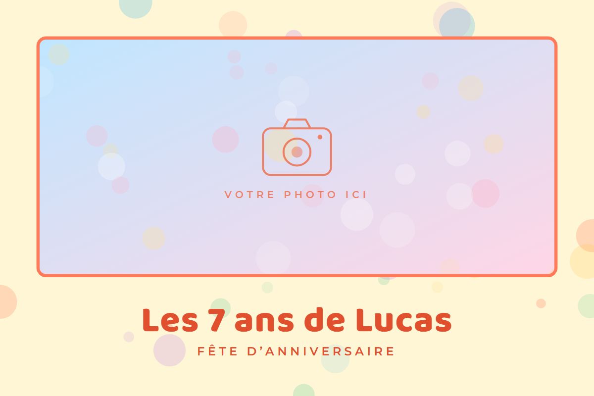 Exemple de cadre photo d'anniversaire enfant avec confettis