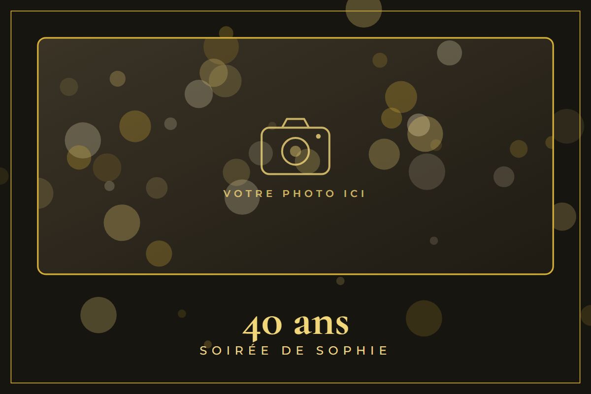 Exemple de cadre photo d'anniversaire noir et or