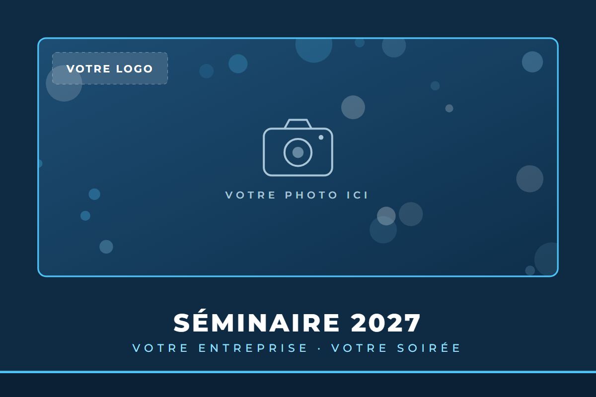 Exemple de cadre photo pour événement d'entreprise avec emplacement pour le logo