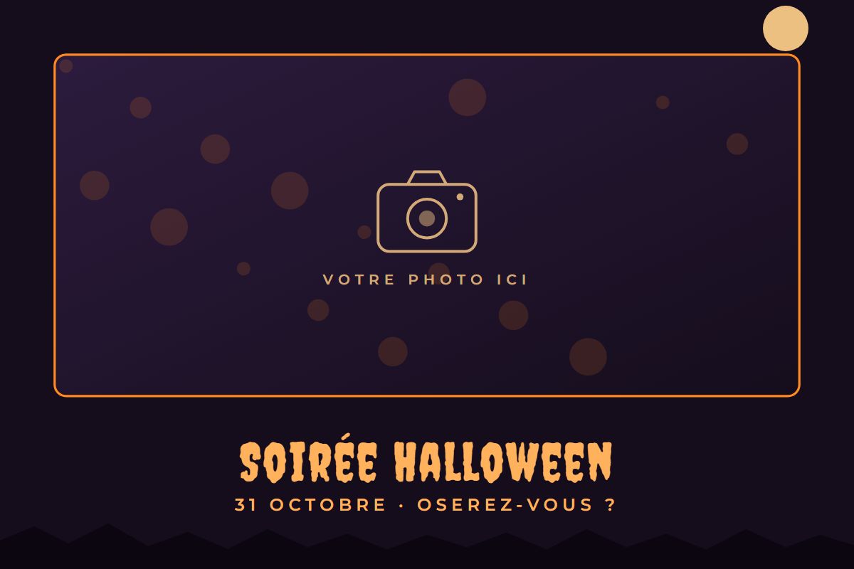 Exemple de cadre photo de soirée Halloween orange et violet